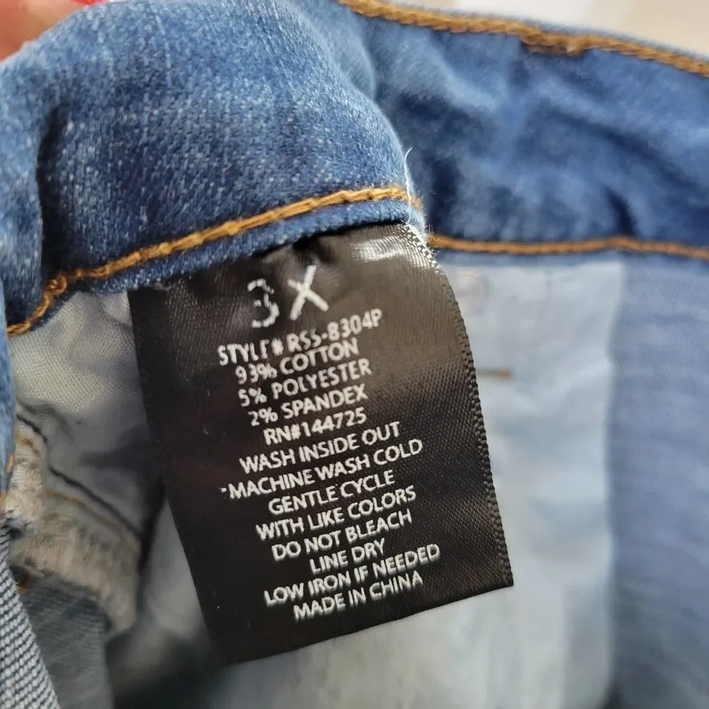 American Bazi Distressed Denim Bermuda Blue Wash Women's 3X RSS-8304P - Picture 5 of 5